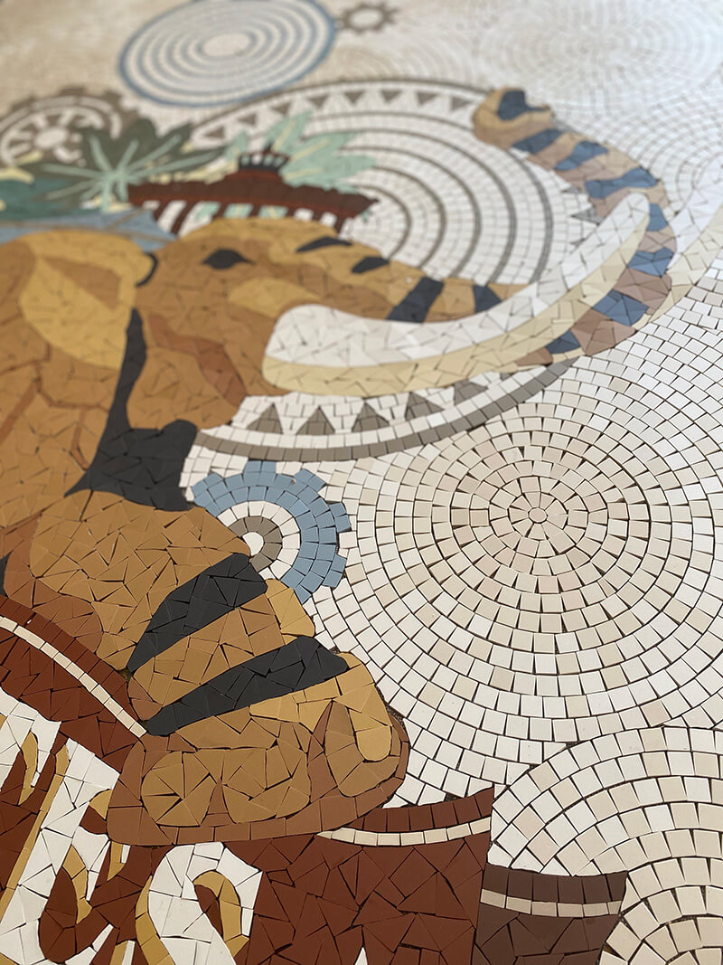 Detail de la mosaïque Nantes éléphant par Chifoumi Studio