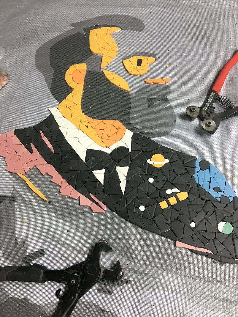 Mosaïque Jules Vernes portrait en cours