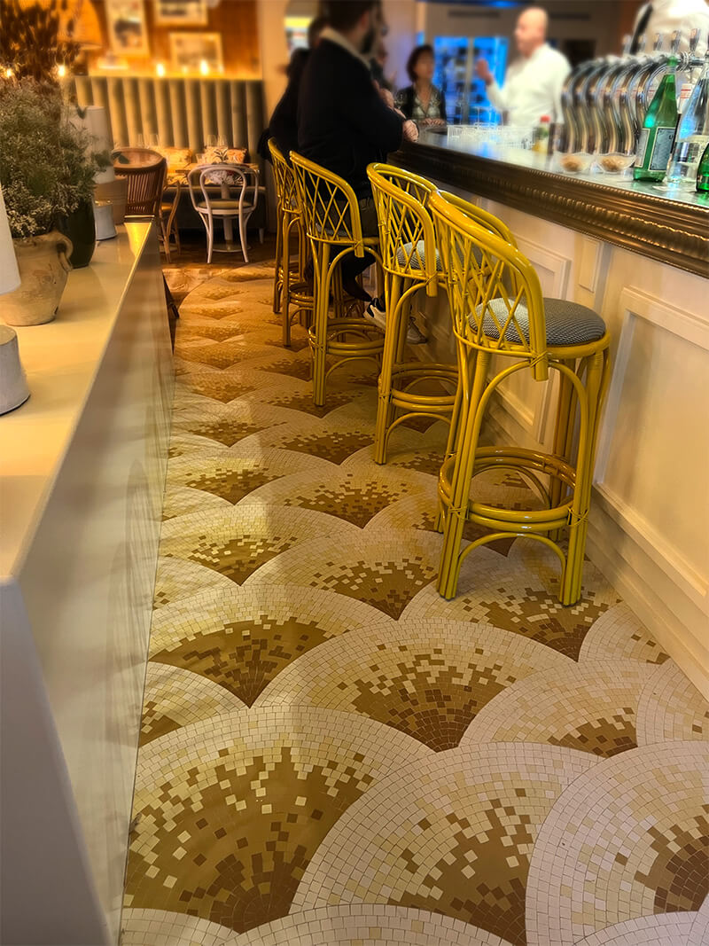 mosaic floor in french restaurant