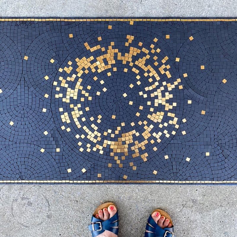 mosaic with gold glass and stones ceramic