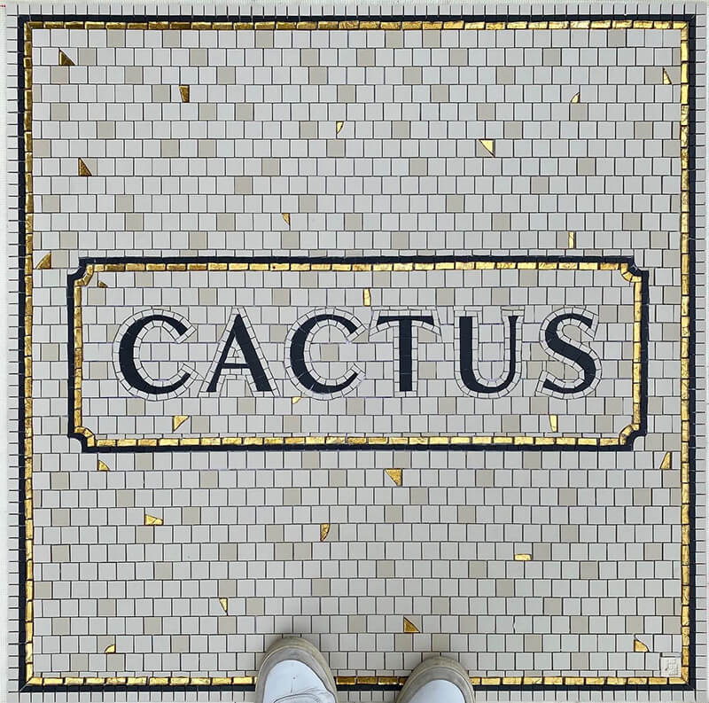 tapis sol mosaique logo Cactus