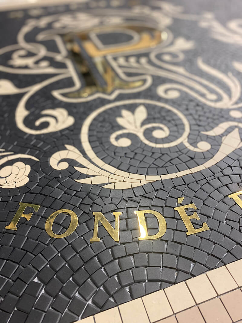 Close up luxury brass in mosaic Paris