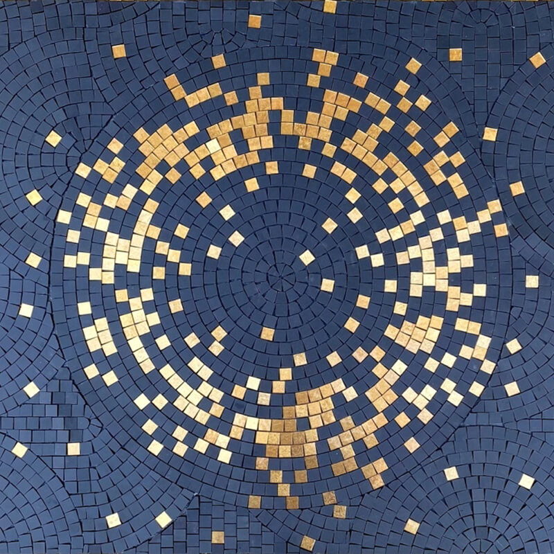 Luxury Mosaic Graphic floor tiles with gold leaf and stone